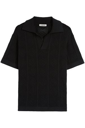 Black cotton knitted polo shirt JIL SANDER | J21GL0112J15446001